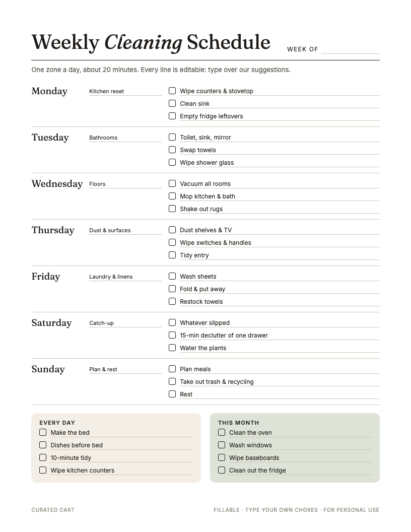 Weekly Cleaning Schedule preview