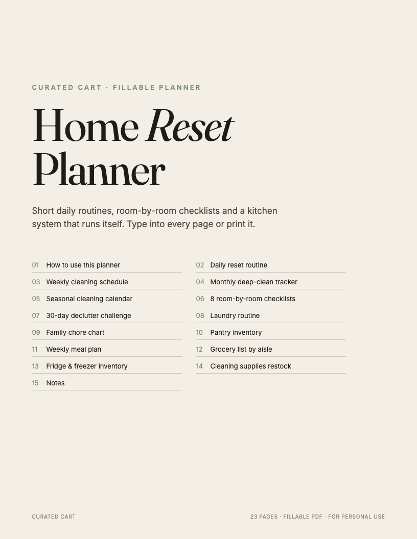 Home Reset Planner preview